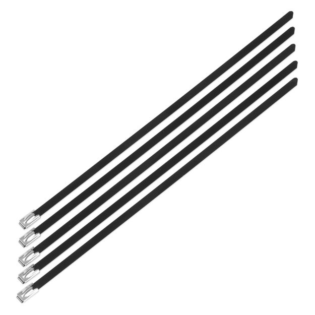 Billede af Stainless steel locking ties, 4.6mm x 200mm Black, 5pcs