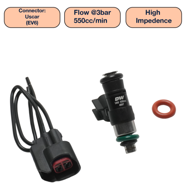 Billede af DeatschWerks Universal 550cc Injector - 34mm - Single (DW550-34-14-14-1)