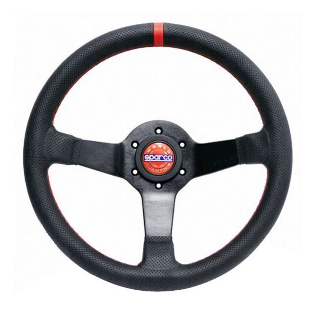 Billede af Champion rat 330 mm, 65 mm dybde – sort læder