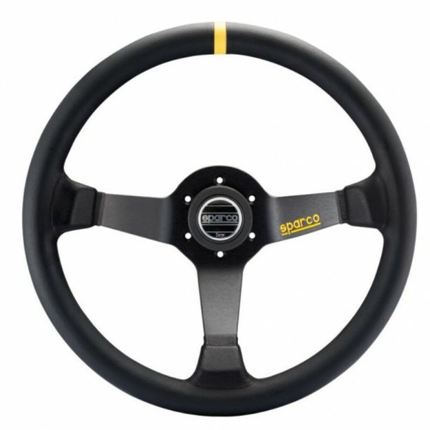 Billede af R345 rat 350 mm, 63 mm dybde – sort læder