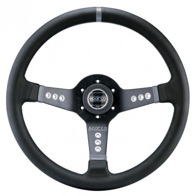 Billede af L777 rat 350 mm, 63 mm dybde – sort læder