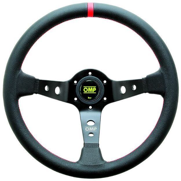 Billede af Corsica rat 350 mm, 95 mm dybde – sort læder, rød syning