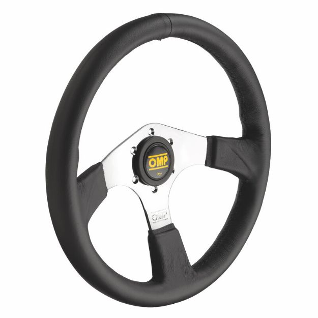 Billede af Asso rat 350 mm, fladt – sort ruskind, kromeger