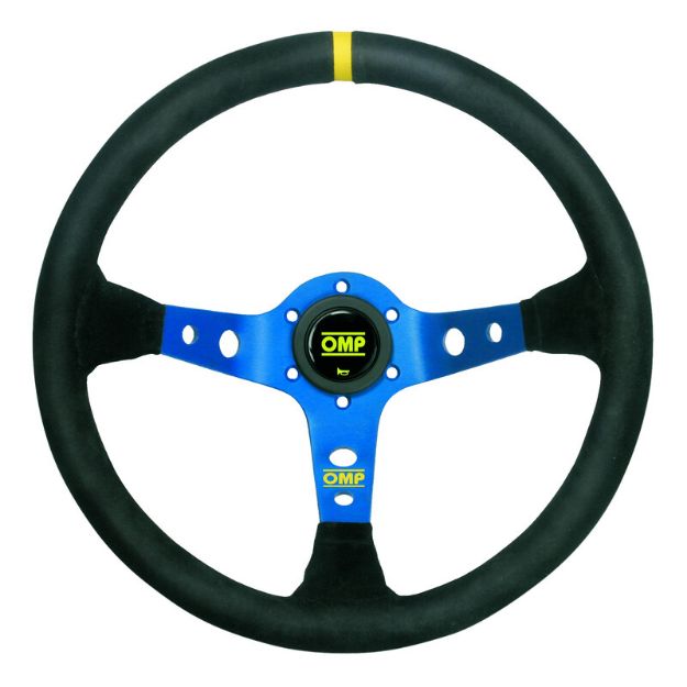 Billede af Corsica rat 350 mm, 95 mm dybde – sort ruskind, blå eger