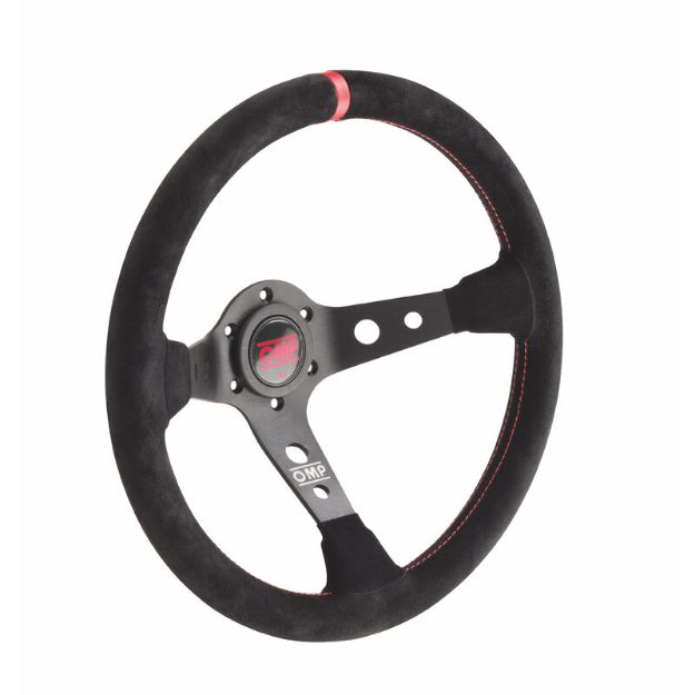 Billede af Corsica rat 350 mm, 95 mm dybde – sort ruskind, rød syning