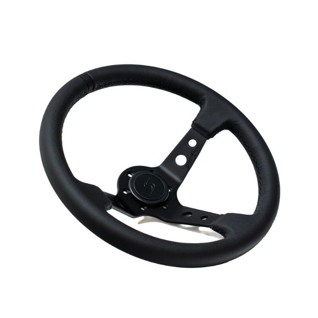 Billede af Premium "Black Edition" rat 350 mm, 90 mm dybde – læder