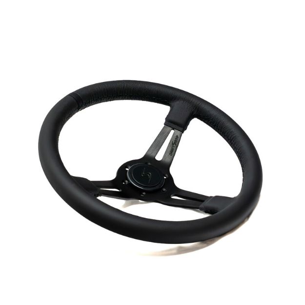 Billede af Premium "Black Edition" rat 350 mm, 70 mm dybde – læder