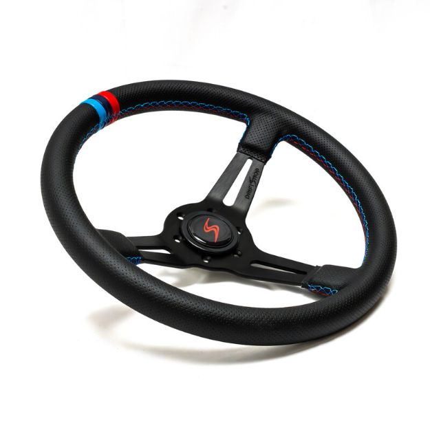 Billede af Rat 350 mm, 70 mm dybde – sort perforeret læder, M Power V2 Edition
