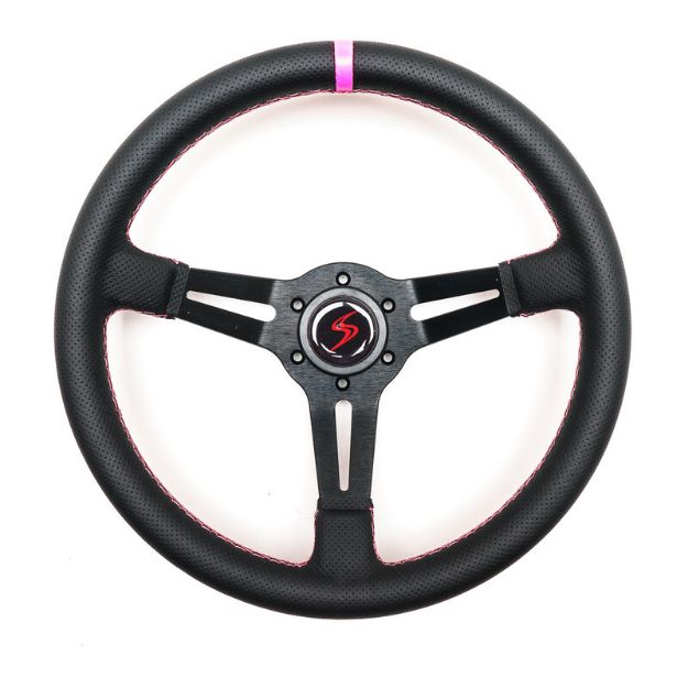Billede af Rat 350 mm, 70 mm dybde – sort læder, Pink Style Edition