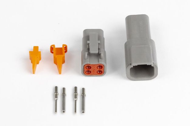 Billede af Stik og pins - modsvarende sæt Deutsch DTM-4 stik (7,5 A)