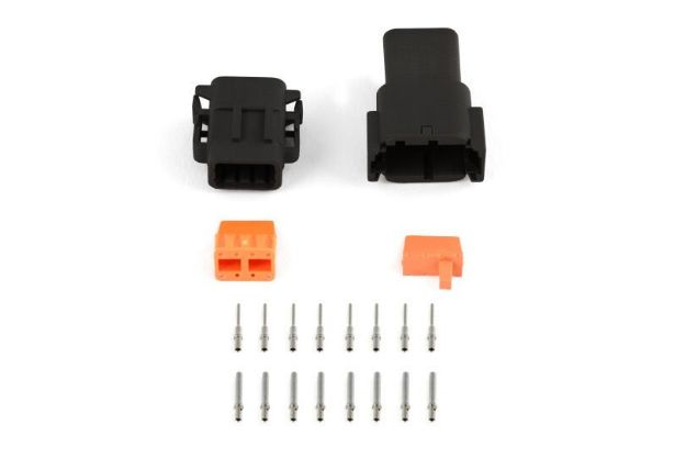 Billede af Stik og pins - modsvarende sæt Deutsch DTM-8 stik (sort nøgle B 7,5 A)