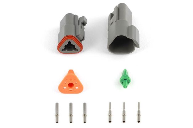 Billede af Stik og pins - modsvarende sæt Deutsch DT-3 stik (DT06-3S + DT04-3P) - (13 A)