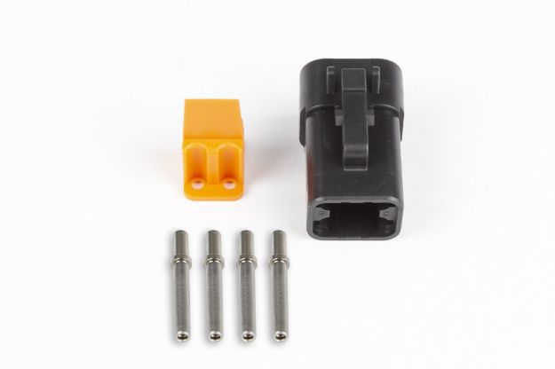 Billede af Stik og pins - han Deutsch DTP-06-4S - sort stik (25 A)
